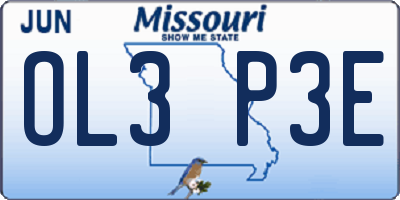 MO license plate OL3P3E