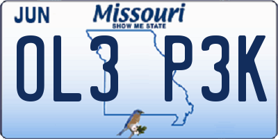 MO license plate OL3P3K