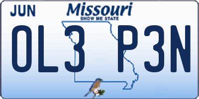 MO license plate OL3P3N