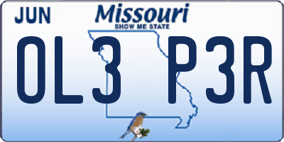 MO license plate OL3P3R