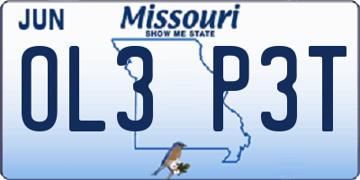MO license plate OL3P3T