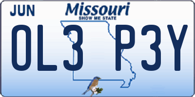 MO license plate OL3P3Y