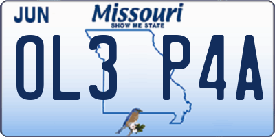 MO license plate OL3P4A