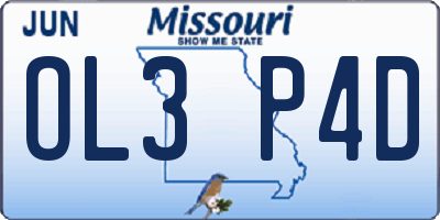 MO license plate OL3P4D