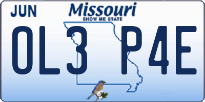 MO license plate OL3P4E