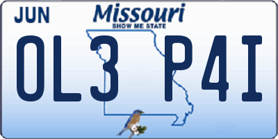 MO license plate OL3P4I