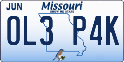 MO license plate OL3P4K