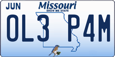 MO license plate OL3P4M
