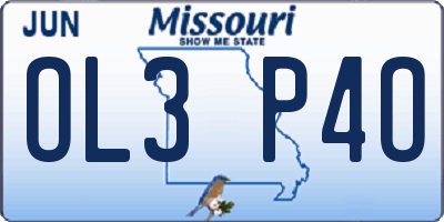 MO license plate OL3P4O