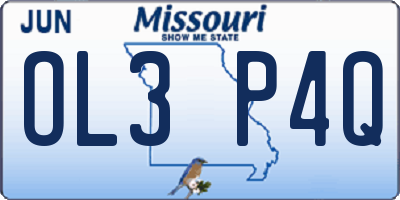 MO license plate OL3P4Q