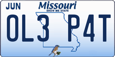 MO license plate OL3P4T