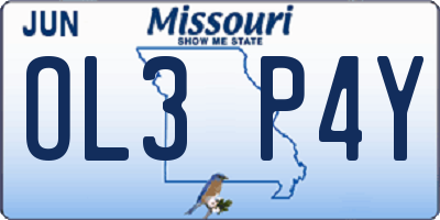 MO license plate OL3P4Y