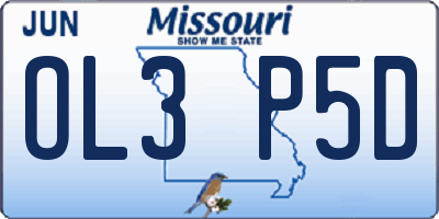 MO license plate OL3P5D