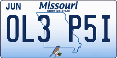 MO license plate OL3P5I