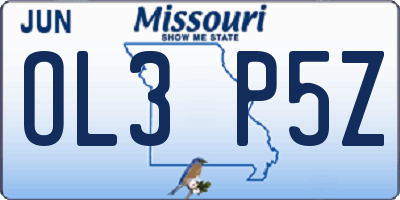 MO license plate OL3P5Z