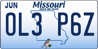 MO license plate OL3P6Z
