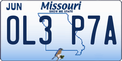 MO license plate OL3P7A