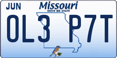 MO license plate OL3P7T