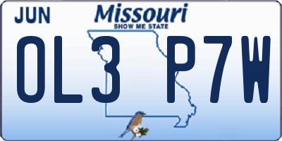 MO license plate OL3P7W