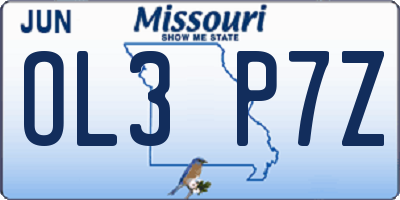 MO license plate OL3P7Z