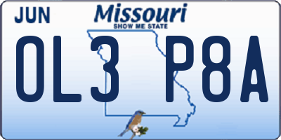 MO license plate OL3P8A