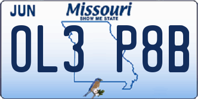 MO license plate OL3P8B