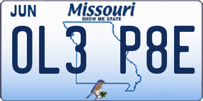 MO license plate OL3P8E