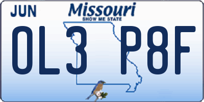 MO license plate OL3P8F