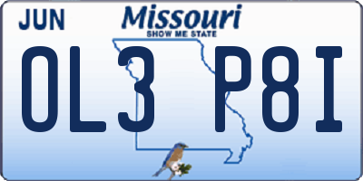 MO license plate OL3P8I