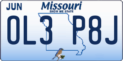 MO license plate OL3P8J