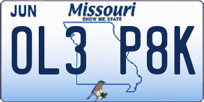 MO license plate OL3P8K