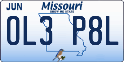 MO license plate OL3P8L