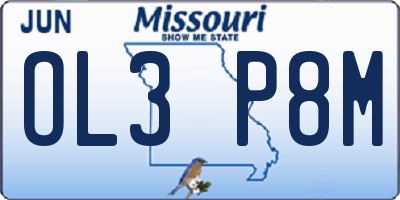 MO license plate OL3P8M