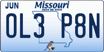 MO license plate OL3P8N