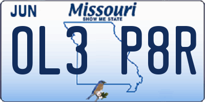 MO license plate OL3P8R