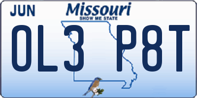MO license plate OL3P8T
