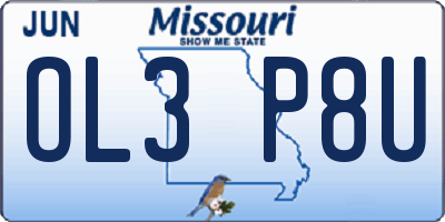 MO license plate OL3P8U