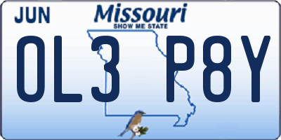 MO license plate OL3P8Y