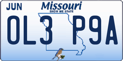 MO license plate OL3P9A