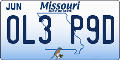 MO license plate OL3P9D