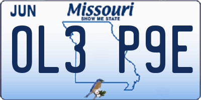 MO license plate OL3P9E