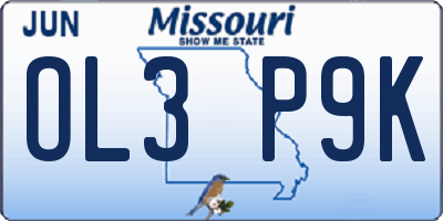 MO license plate OL3P9K