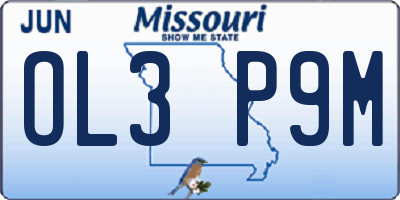 MO license plate OL3P9M