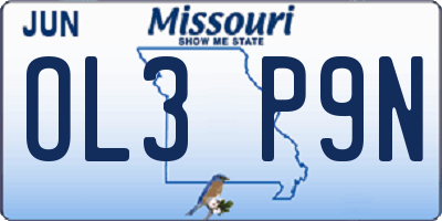 MO license plate OL3P9N