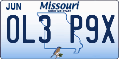 MO license plate OL3P9X