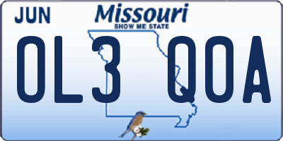 MO license plate OL3Q0A