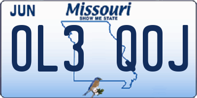 MO license plate OL3Q0J