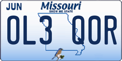 MO license plate OL3Q0R