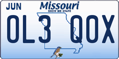 MO license plate OL3Q0X