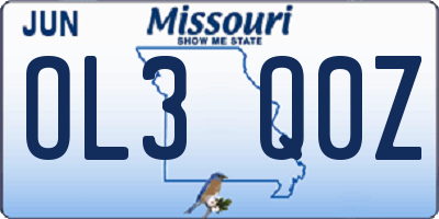 MO license plate OL3Q0Z